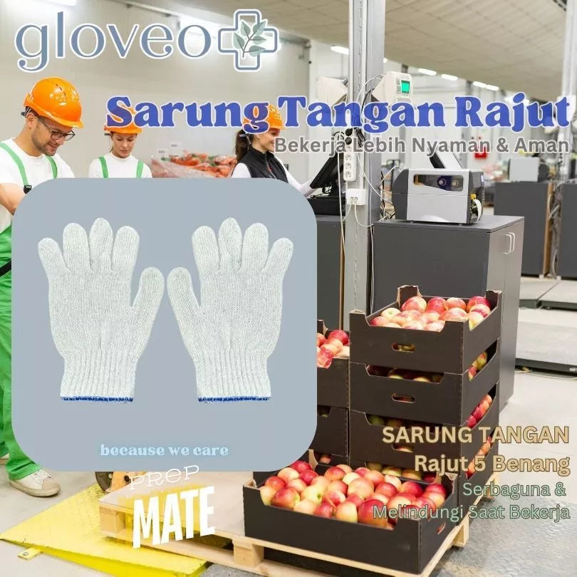 PrepMate | 5 Threads Knitted Poly/Cotton Safety Gloves